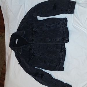 Distressed Black Jean Jacket